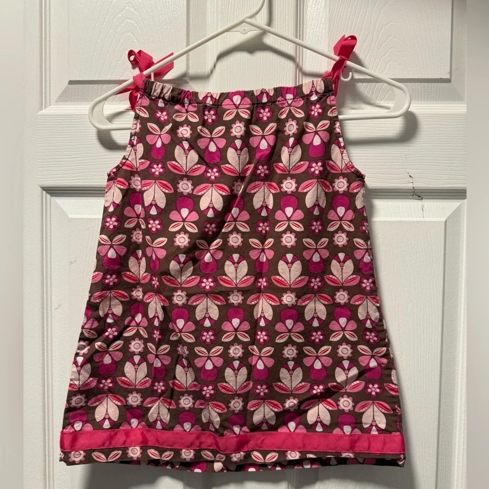 Hanna Andersson Floral Sleeveless Pillowcase Dress Girls Size 100 (4)